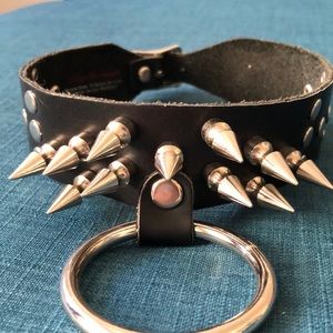 Spiked choker necklace.